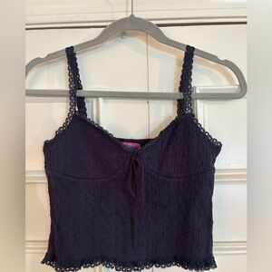 Edikted Navy Blue Lacy Knit Tank Top size Medium LIKE NEW!